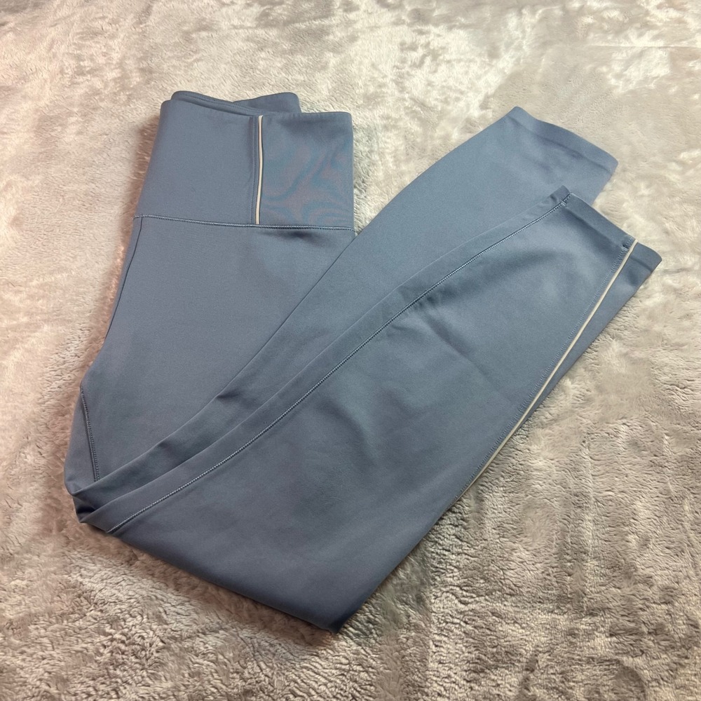 Vuori Women's M Evolve Leggings Blue High Rise Contrast Piping VW4003 Activewear